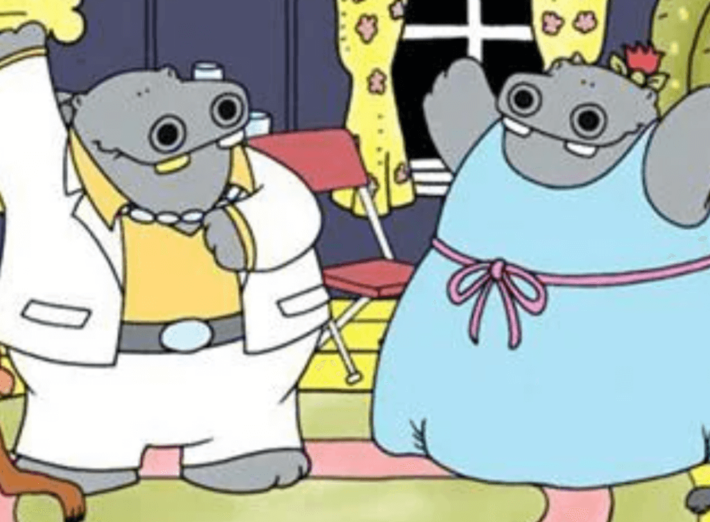 Screengrab from the kids' show George and Martha, two hippos, Reddit