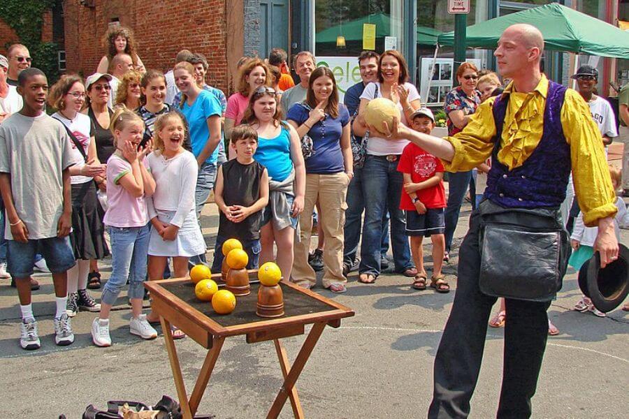 Kids watching magic show