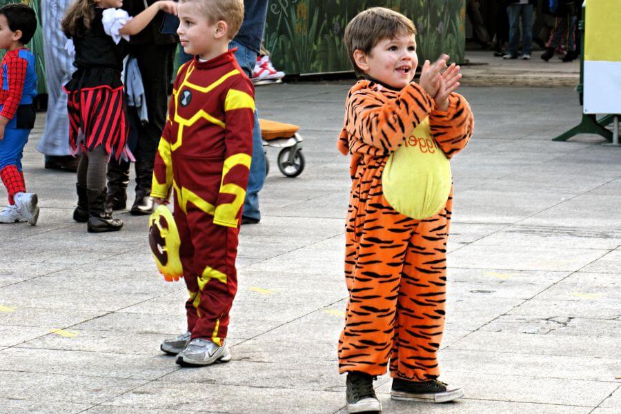 little kids dressed up as a tiger